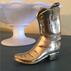 Brass cowboy western boot decor 4” tall